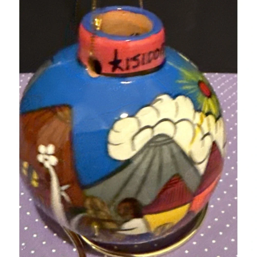 Mexico‎ Pottery Colorful Christmas Ornament Bulb Hand Painted Southwest Aztec